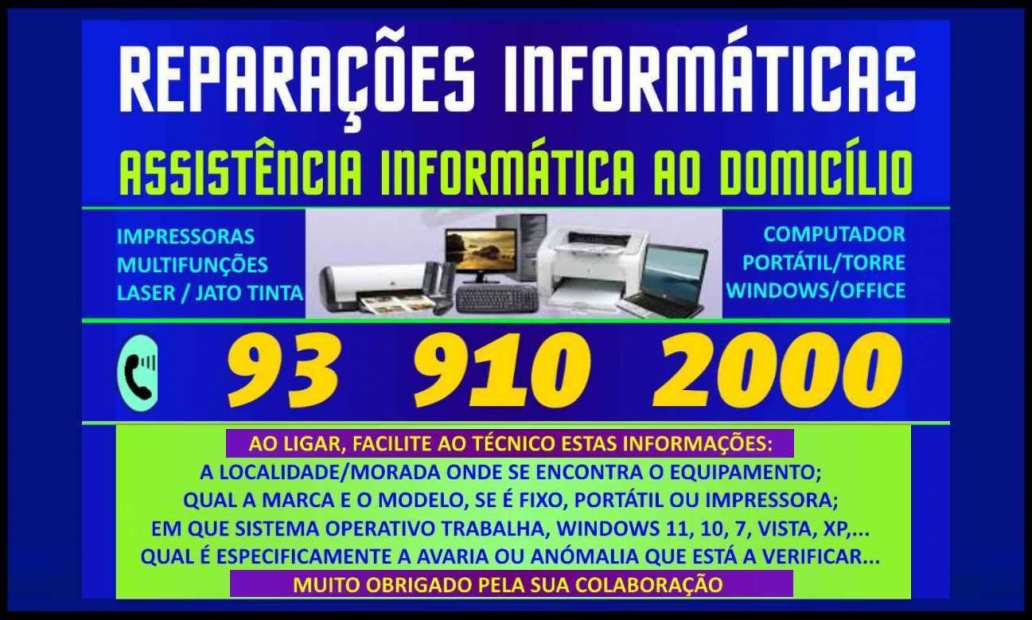 reparações pc informática assistencia domicilio